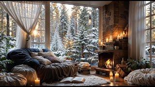  Winter wonderland  | Snow, Fire sound | Cozy Ambience for Relaxing and Sleep