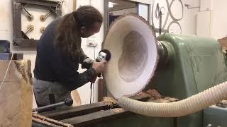 Ash bowl from whole trunk log