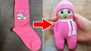 How to make sock doll ,DIY doll from sock, easy doll tutorial