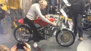 Bill Ivy Jawa 350 Grand Prix Bike being started