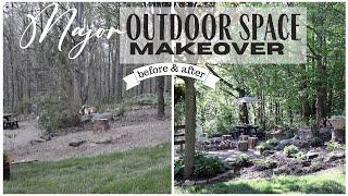 Outdoor Space Makeover ~ Major Backyard Makeover ~ Firepit Area Design ~ Backyard Design