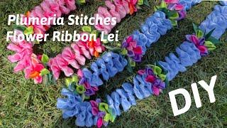 How To Make Plumeria Stitches Flower Ribbon Lei