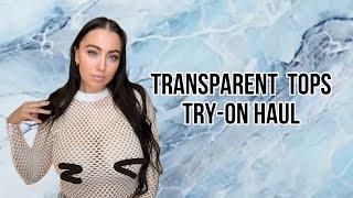 White Transparent Top Try on Haul No Bra [4k] 2024