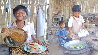 Rural life village , Little chef Heng Stir Fried catfish recipe