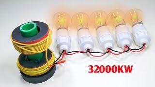Free Electricity Energy 32000KW 220V Magnetic Generator Use Copper Wire Light Bulb Activity At Home