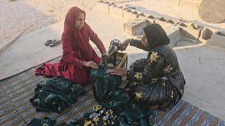 Setting up a steady job by sewing all kinds of local clothes with Nemat's grandmother's sewing machi