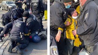 Berliner Polizei schlägt friedlichen alten Mann auf anti-Corona-Demo krankenhausreif (2021-04-05)