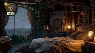  Pirate Ship Cabin Ambience • Thunder & Rain at Sea • Ocean Waves & Wind