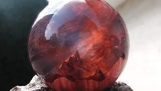 Hybrid Sphere  Burl & Resin "Red Madness" Resin Sphere - Dragon Pearl