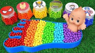 Satisfying ASMR | DIY How to make Rainbow Slime Foot Bathtub FROM Mixing Rainbow Candy in Bathtub