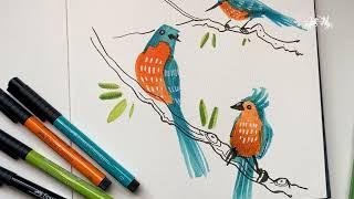 Pitt Artist Pen Tutorial | Drawing Bluebirds