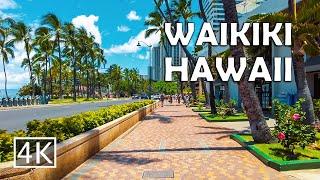 [4K] Waikiki Hawaii - Walking Tour of Most Popular Tourist Area in Honolulu Oahu