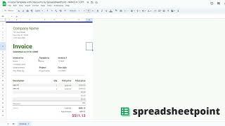 Google Sheets Invoice Spreadsheet Template with Discounts