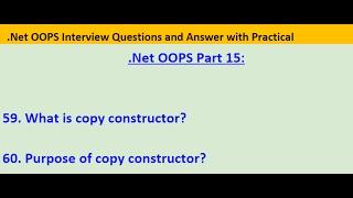 Part 15 .Net C# OOPS? What is Copy constructor with Practical and use of Copy constructor?