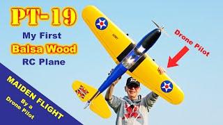 My First Balsa Wood RC Plane - PT-19 - Maiden Flight