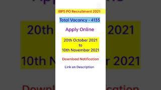 IBPS PO 2021 Notification Out for 4135 Posts, Check Exam Dates, Eligibility & Other Details #shorts