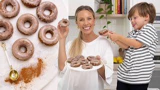 Healthy Baked Cinnamon Donuts | gluten, dairy, soy & nut FREE | cooking with my 5 year old