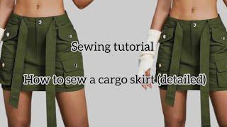 How to cut and sew a cargo skirt (no pattern paper) detailed
