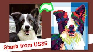 WPAP of A Dog for Wall Decoration - Timelapse Making Video