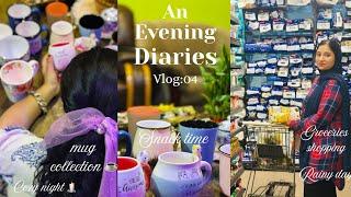 A day in my life | Evening diaries| Aesthetic ASMR vlog |Mug Collection️,Grocery Haul & Rainyday