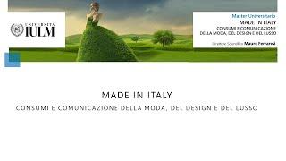 Master in Management del Made in Italy, Consumi e Comunicazione della Moda, del Design e del Lusso