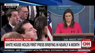 WATCH: CNN trolls Sarah Sanders with 'Facts First' real-time lie-buster during press conference