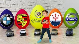 Learn car brands New cars in big eggs with surprises