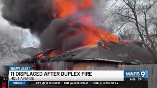 11 displaced, 2 units considered total loss following duplex fire