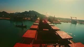 Big Bulk carrier Ship entering in Dockyard