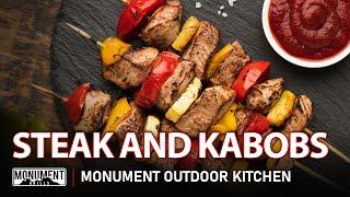 Tasty steak and vegetable Kabobs on Denali 405 l Monument Outdoor Kitchen