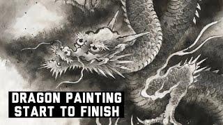 How I paint dragon with Japanese ink