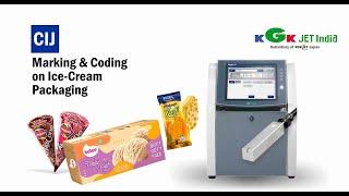 KGK jet: Coding on ice cream packaging/batch coding/food packaging/mrp printing/expiry printing