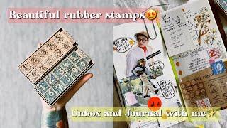 Kurukynki Rubber stamps unboxing + Journal with me  Janethecrazy