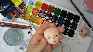 How to draw a doll's face with acrylic paints. Part 2. Get creative with KDhandmade