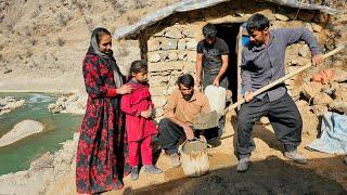 ️ Cementing the Hut Floor: Nomadic Life with Friends & Neighbors Helping Hand ️