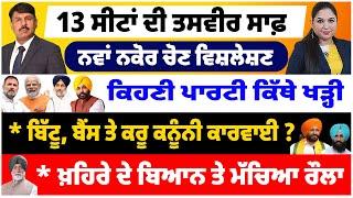 13 ਸੀਟਾਂ ਦੀ ਤਸਵੀਰ ਸਾਫ਼ l ਨਵਾਂ ਨਕੋਰ ਚੋਣ ਵਿਸ਼ਲੇਸ਼ਣ l  ਕਿਹਣੀ ਪਾਰਟੀ ਕਿੱਥੇ ਖੜ੍ਹੀ l ਖ਼ਹਿਰੇ ਦੇ ਬਿਆਨ ਤੇ ਰੌਲਾ