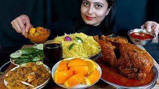 Bangali Girl Eating Full Chicken Roast+Salmon fish curry+Malta+Drinks+Pluse Buna+Yellow Rice Eating