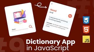 Build a Dictionary App using JavaScript | HTML,CSS & JavaScript | JavaScript Projects