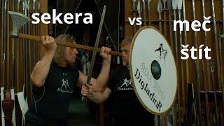 Viking fighting style, two-handed axe vs sword and shield