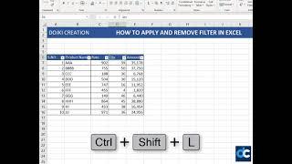 How to Apply and Remove Filter In Excel Shortcut Keys | Dojki Creation