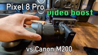 Pixel 8 Pro video boost vs Canon M200 vs Pixel 8. Indoor performance comparison.