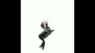 nagito komaeda has his hands glued to his hips and tries to shuffle dance