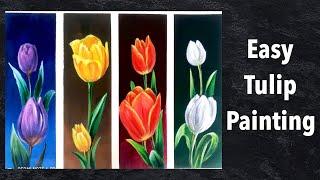 Tulip Painting| How to Paint Easy Flowers | Art Lobby Acrylic Painting Tutorial| DEMO\ASMR