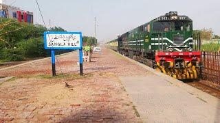 Super fast speedy action of fastest big train Karakoram express passing through Sangla Hill Junction