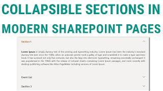 How to create Collapsible Sections in Modern SharePoint Pages | Collapsible Sections & Tabs