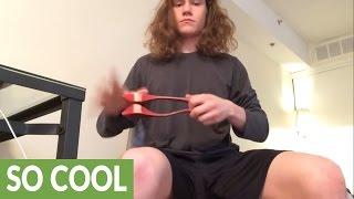 Guy drops sick beat with wooden musical spoons
