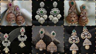 Latest stone earrings | AD stone jhumka designs | Latest cz stone jhumka earrings collections