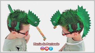 Penteado Infantil com Cabelo Maluco de Camaleão | Crazy Hair Day | Hair Tutorial for Boys 