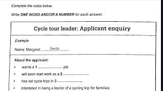 Cycle Tour Leader: applicant enquiry ielts listening 720p | HD AUDIO