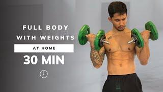 30 Min Full Body Dumbbell Workout NO REPEAT - Build Muscle & Strength